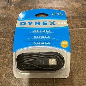 Dynex 6 ft USB 2.0 A-to-B Cable Support Up To 480 Mbps NEW